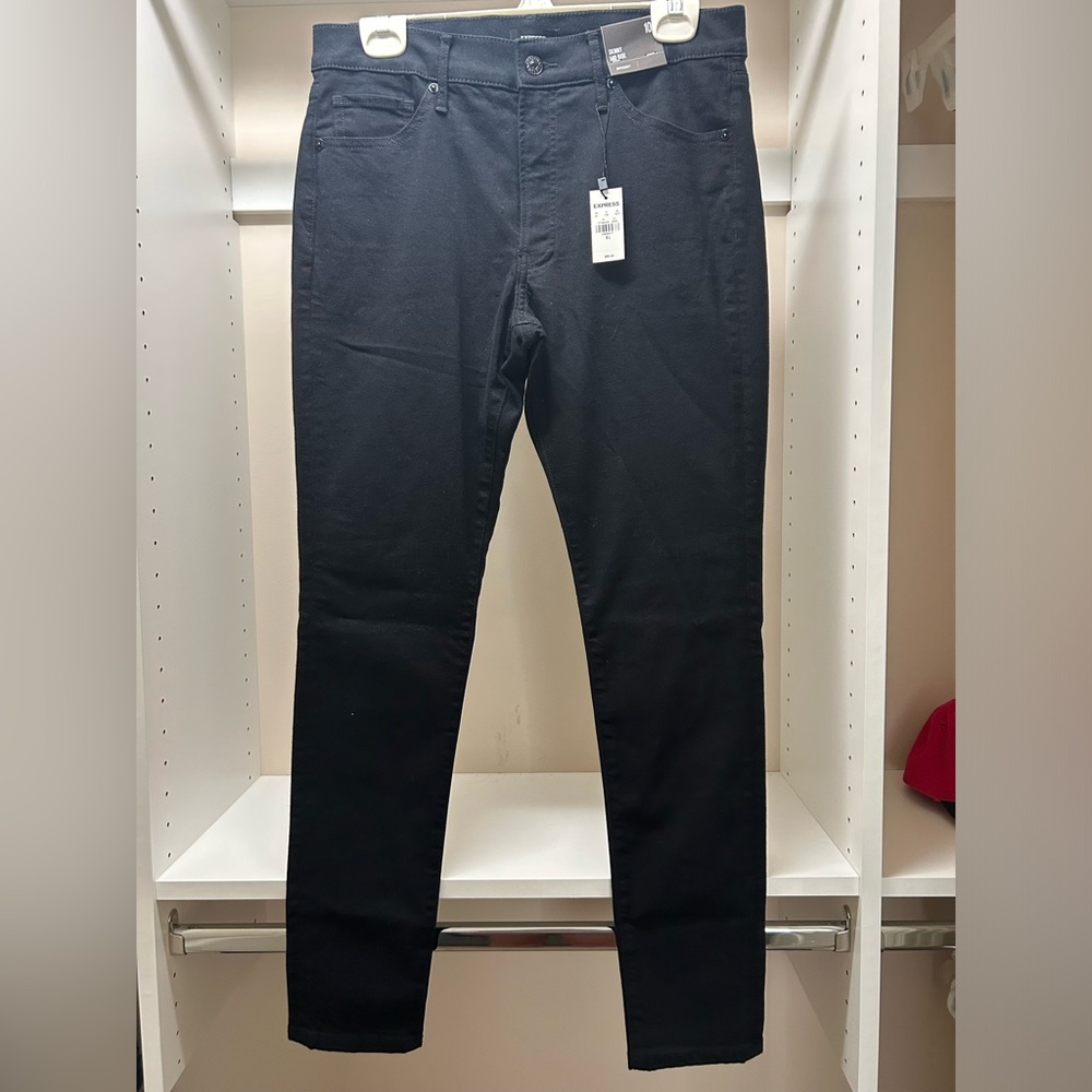 Express Skinny Mid-Rise Black Jeans Size 10L